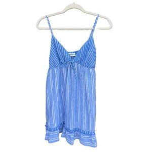 NWT No Boundaries Light Chambray Blue and White Tiered Sundress Size L